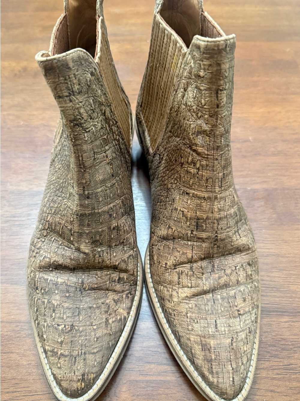 Oqueano Cork Chelsea Boots Western Pointed Toe Size 37 US Women 6.5–7
